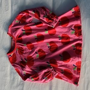 Mini Boden pink red apple tunic long sleeve pockets 6-7
